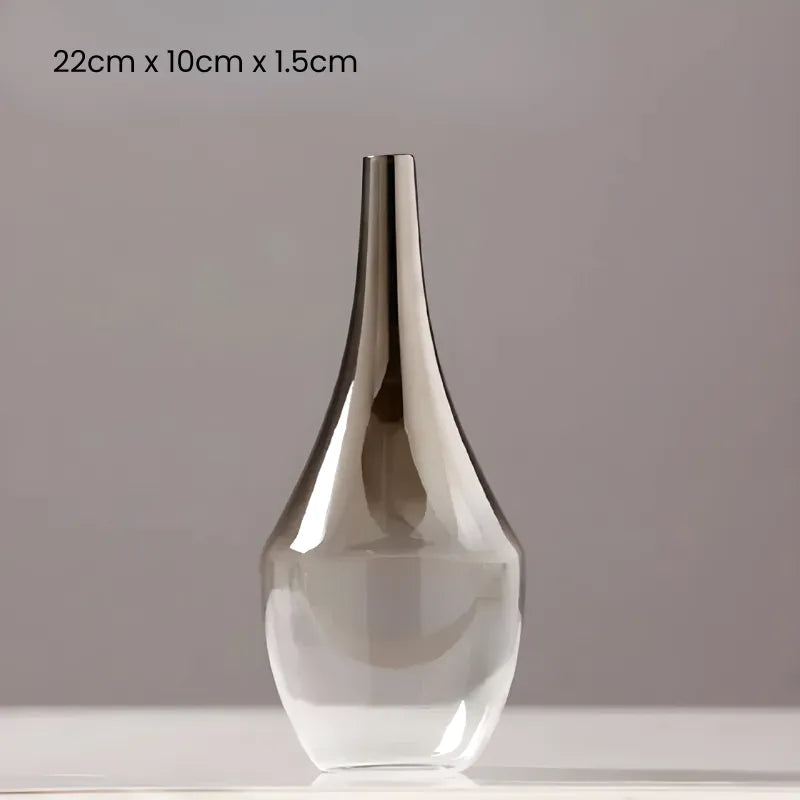 Vase à Fleurs Scandinave en Verre | Dégradé Argenté et Élégant - Maison Vase