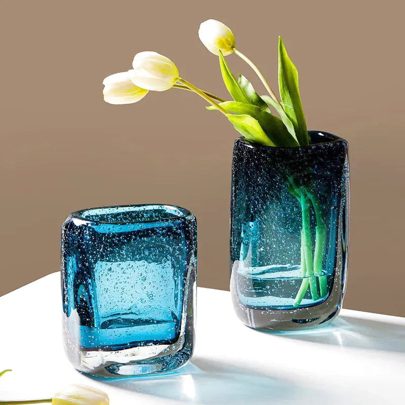 Vase Bellavetro Bleu | Élégance Géométrique en Verre - Maison Vase