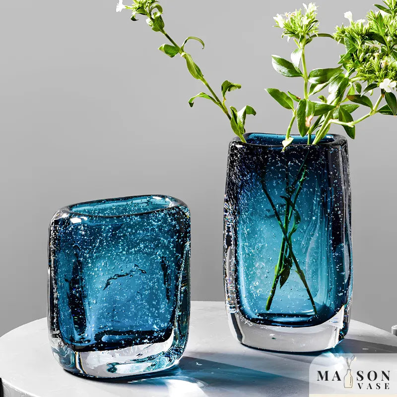 Vase Bellavetro Bleu | Élégance Géométrique en Verre - Maison Vase