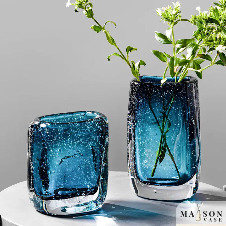 Vase Bellavetro Bleu | Élégance Géométrique en Verre - Maison Vase