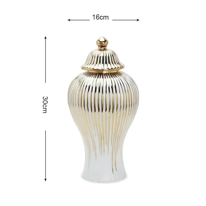 Vase Blanc Luxueux | Céramique Dorée et Élégant - Maison Vase