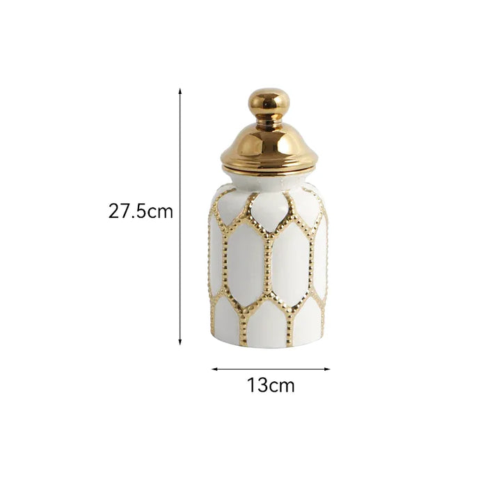 Vase Blanc Prestige | Céramique Élégante et Finition Or Raffinée - Maison Vase