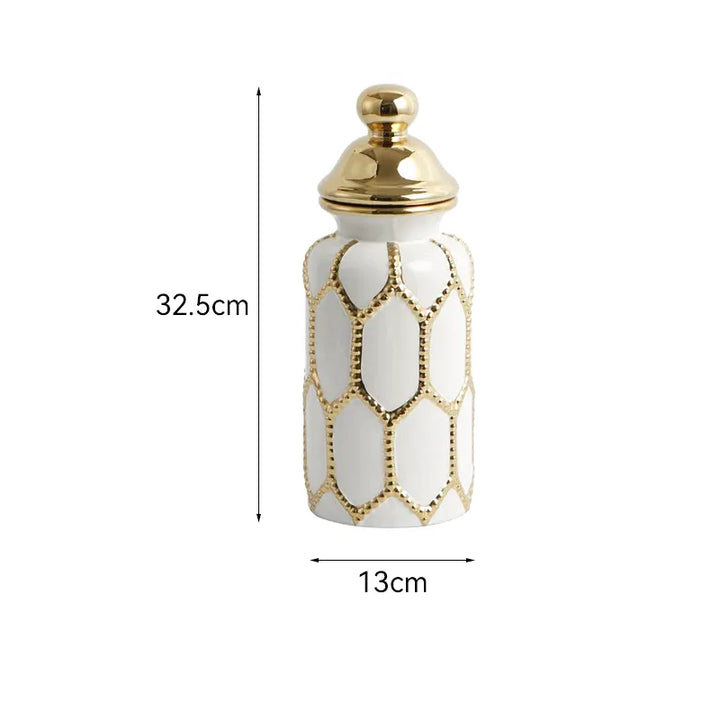 Vase Blanc Prestige | Céramique Élégante et Finition Or Raffinée - Maison Vase