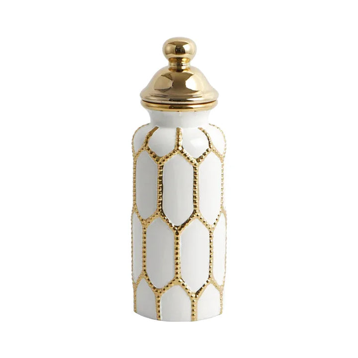 Vase Blanc Prestige | Céramique Élégante et Finition Or Raffinée - Maison Vase