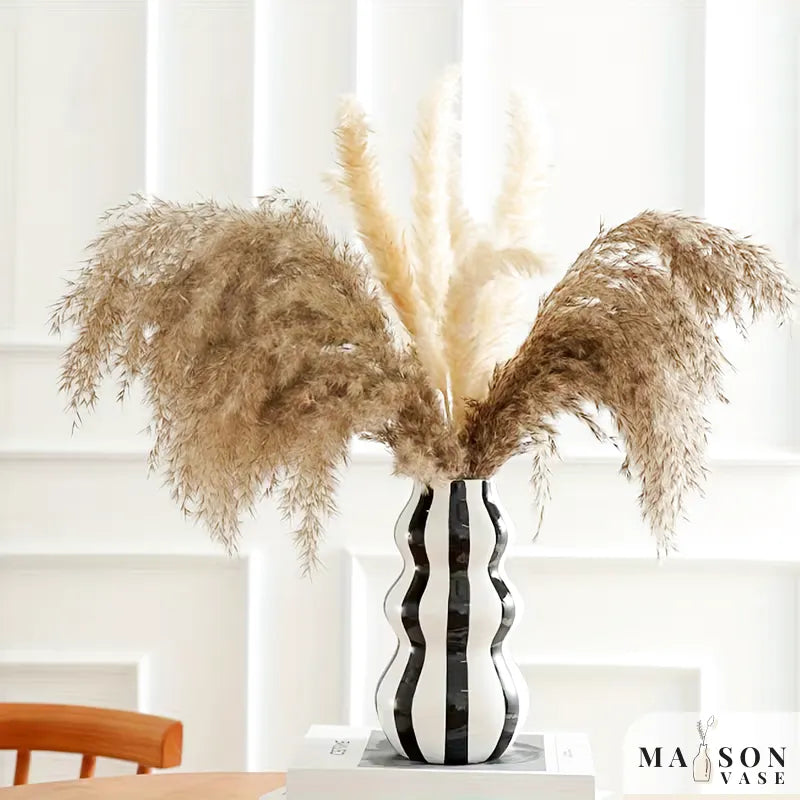 Vase Céramique Design Nordiques Strié | Style Rétro Chic - Maison Vase