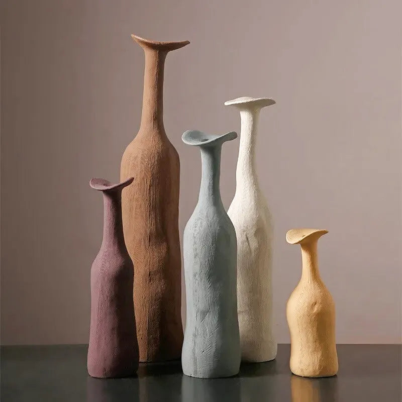 Vase Céramique Scandinave Texturé | Déco Minimaliste | 5 Tailles