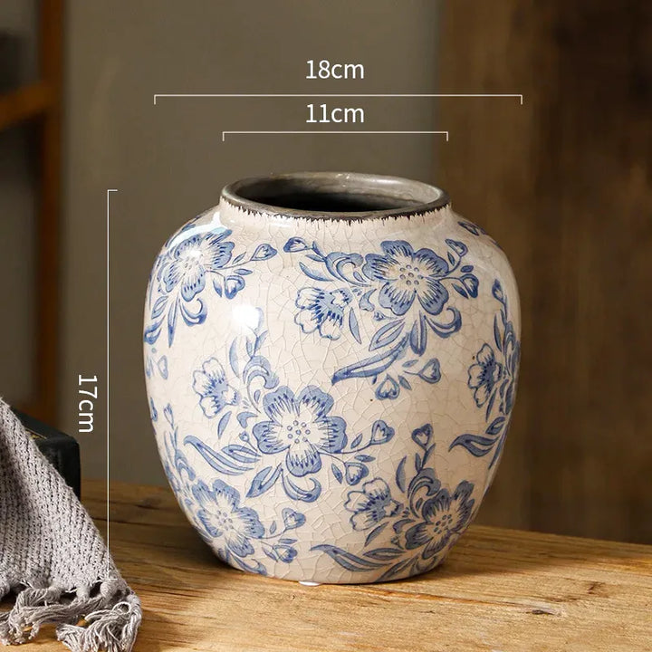 Vase Chinois Décoratif en Porcelaine | Bleu et Blanc, Élégance Vintage - Maison Vase