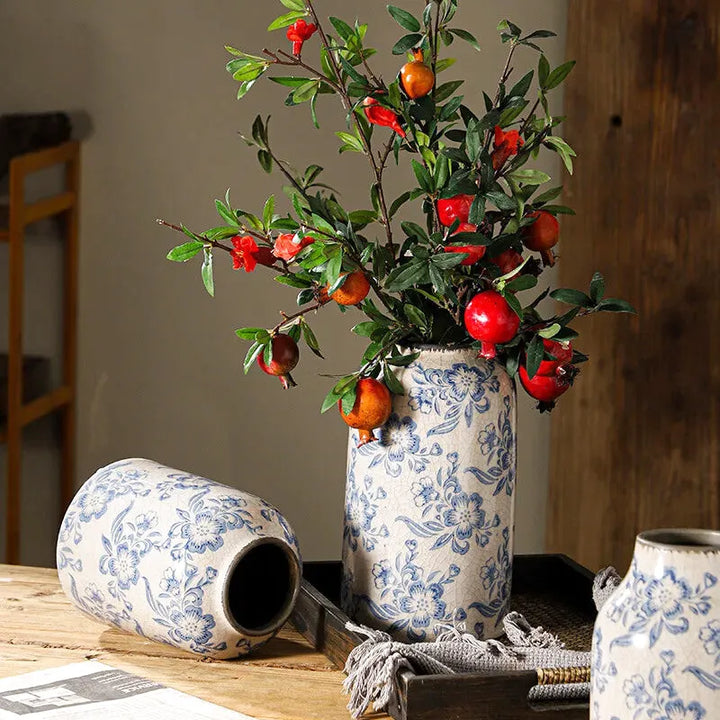 Vase Chinois Décoratif en Porcelaine | Bleu et Blanc, Élégance Vintage - Maison Vase
