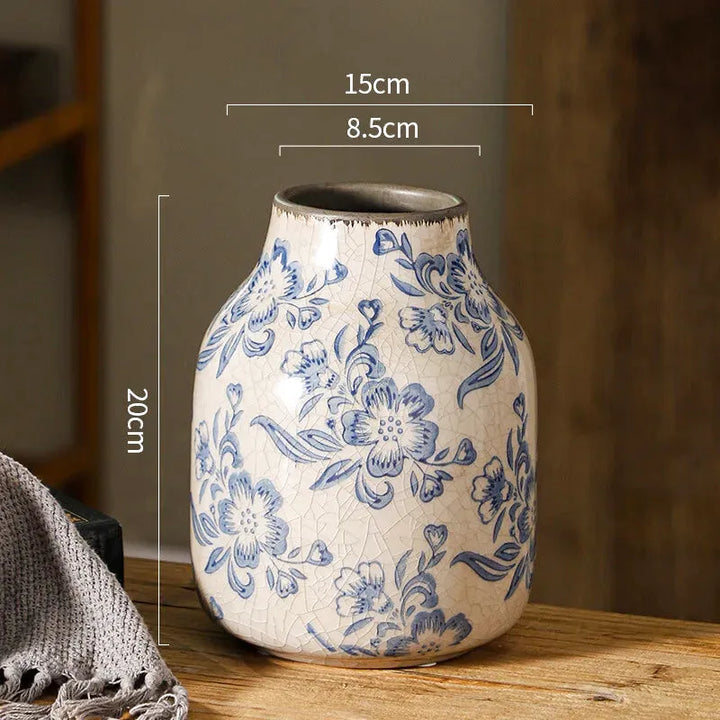 Vase Chinois Décoratif en Porcelaine | Bleu et Blanc, Élégance Vintage - Maison Vase