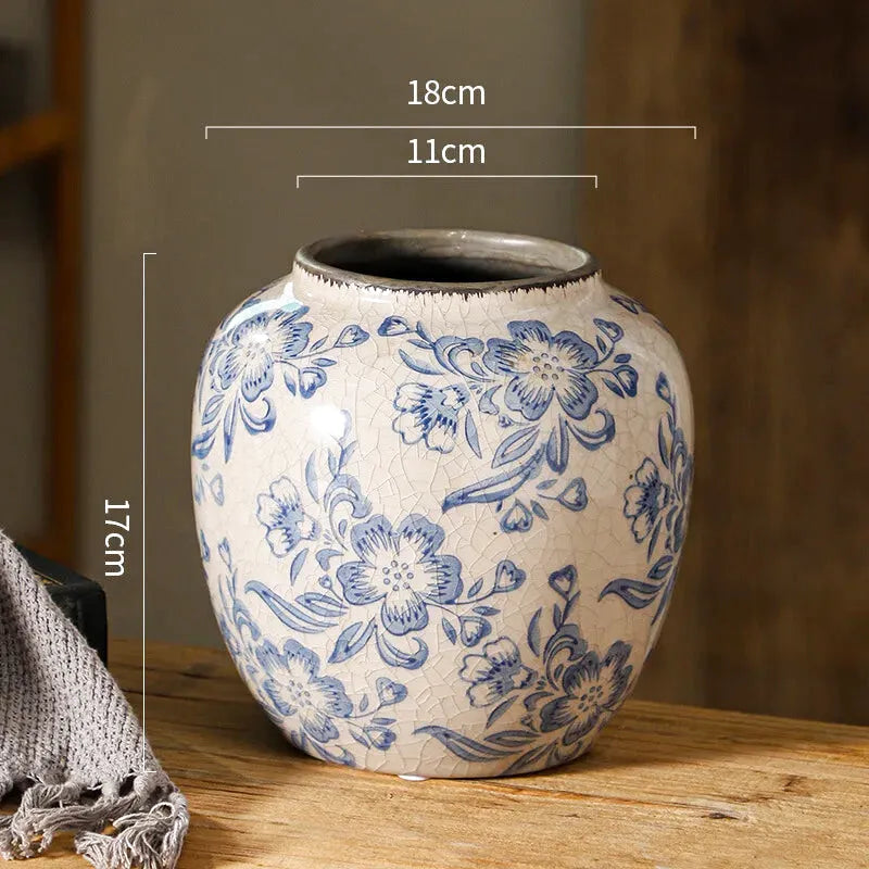 Vase Chinois Décoratif en Porcelaine | Bleu et Blanc, Élégance Vintage - Maison Vase