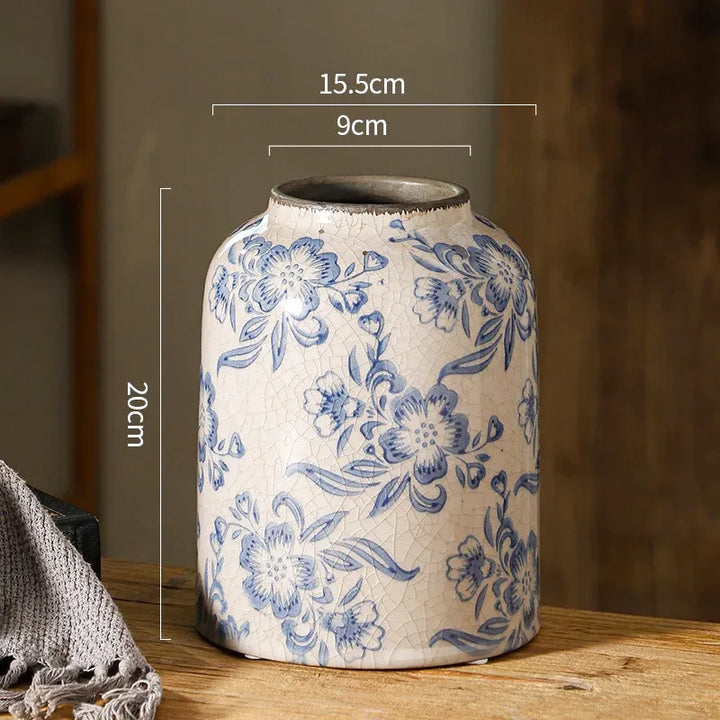 Vase Chinois Décoratif en Porcelaine | Bleu et Blanc, Élégance Vintage - Maison Vase