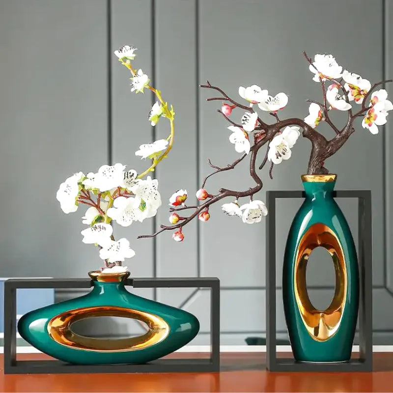 Vase Chinois en Céramique avec Cadre | Élégance Rétro - Maison Vase