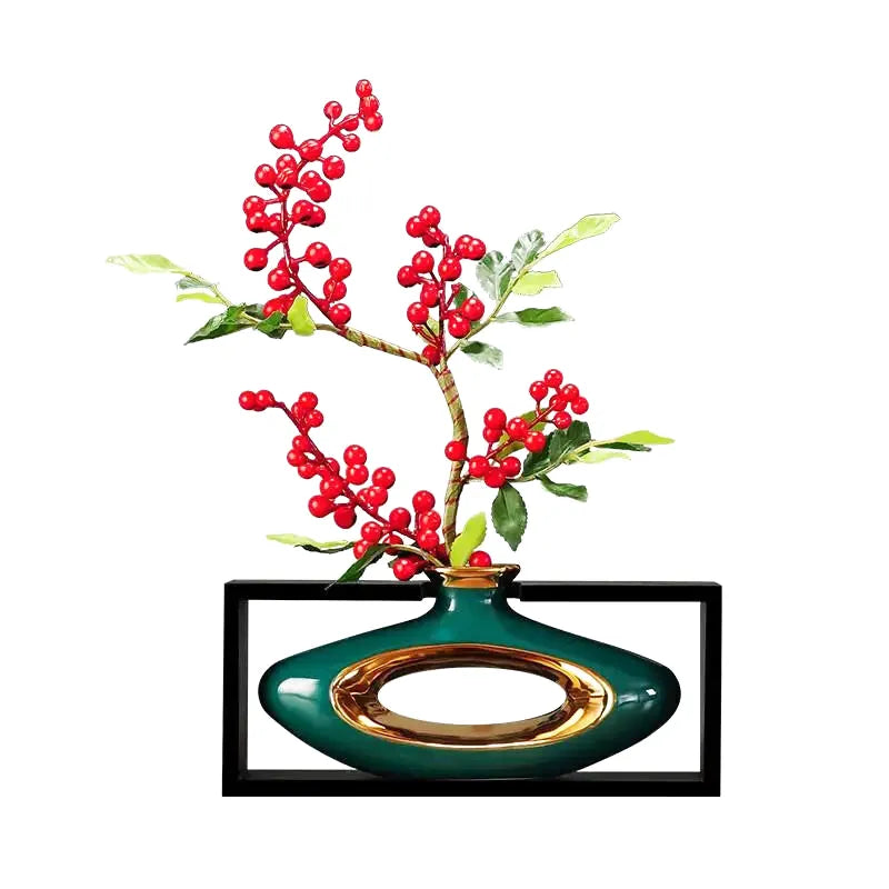 Vase Chinois en Céramique avec Cadre | Élégance Rétro - Maison Vase