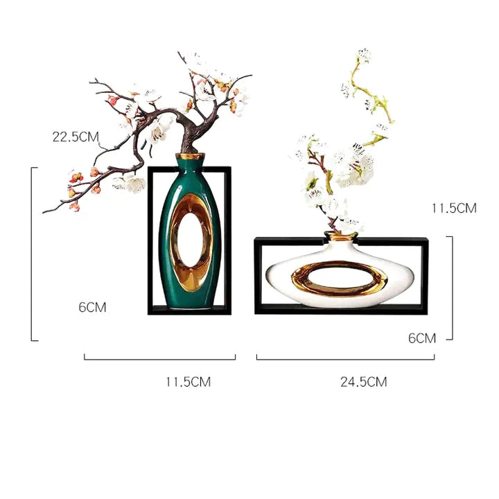 Vase Chinois en Céramique avec Cadre | Élégance Rétro - Maison Vase