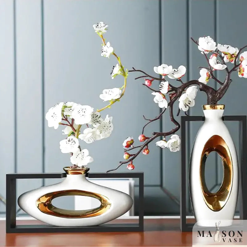 Vase Chinois en Céramique avec Cadre | Élégance Rétro - Maison Vase