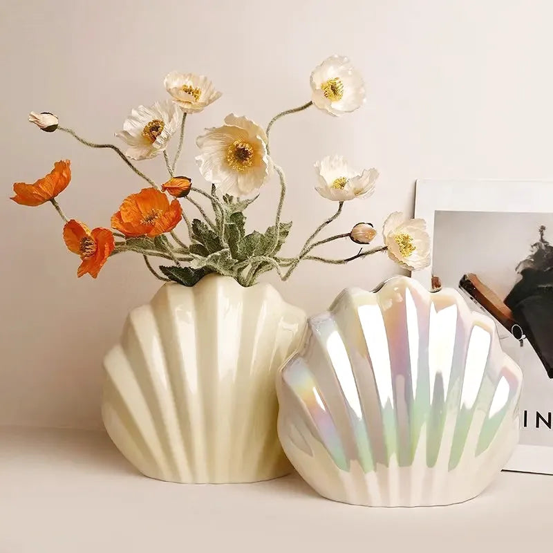 Vase Coquillage Nacré en Céramique | L’Éclat d’une Perle pour une Déco Élégante et Tendance - Maison Vase