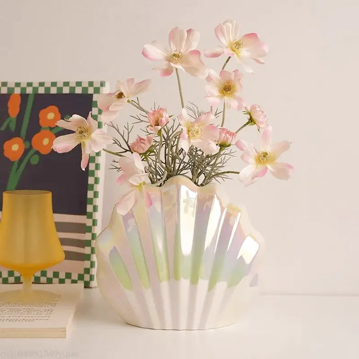 Vase Coquillage Nacré en Céramique | L’Éclat d’une Perle pour une Déco Élégante et Tendance - Maison Vase