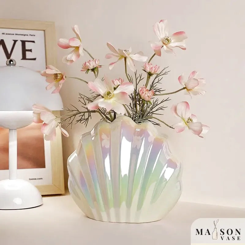 Vase Coquillage Nacré en Céramique | L’Éclat d’une Perle pour une Déco Élégante et Tendance - Maison Vase