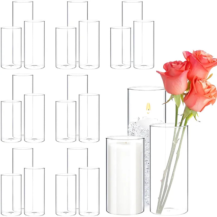 Vase Cylindrique Transparent en Verre | Design Minimaliste et Décoratif - Maison Vase