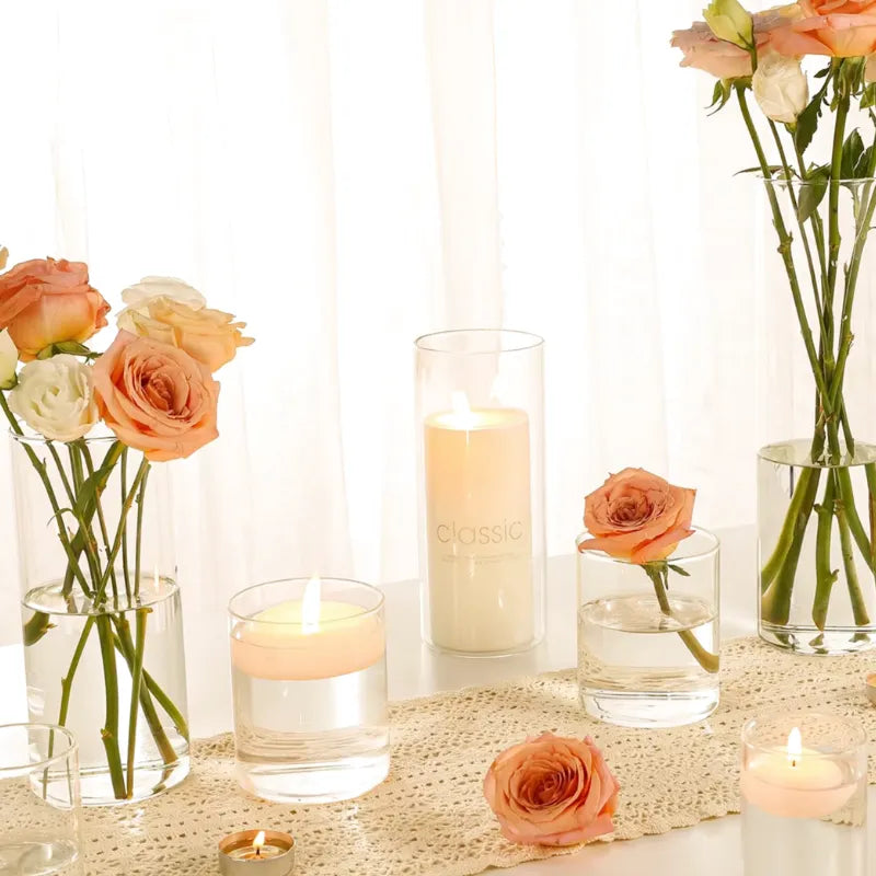 Vase Cylindrique Transparent en Verre | Design Minimaliste et Décoratif - Maison Vase