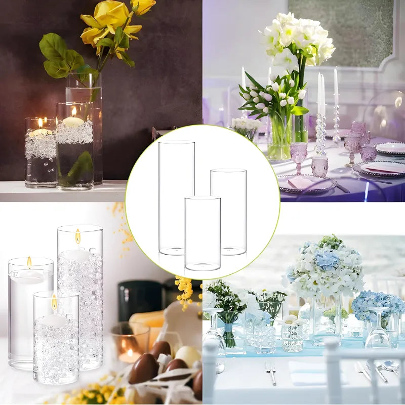 Vase Cylindrique Transparent en Verre | Design Minimaliste et Décoratif - Maison Vase