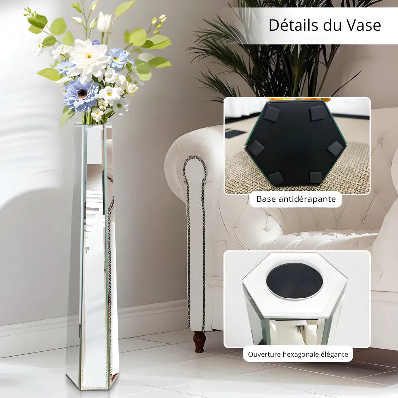 Vase Décoratif Miroir Argenté | Design Élancé et Effet Sculptural Moderne - Maison Vase