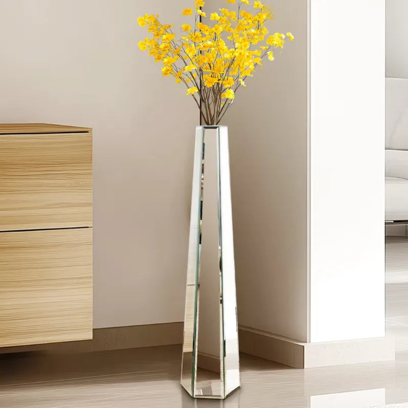 Vase Décoratif Miroir Argenté | Design Élancé et Effet Sculptural Moderne - Maison Vase