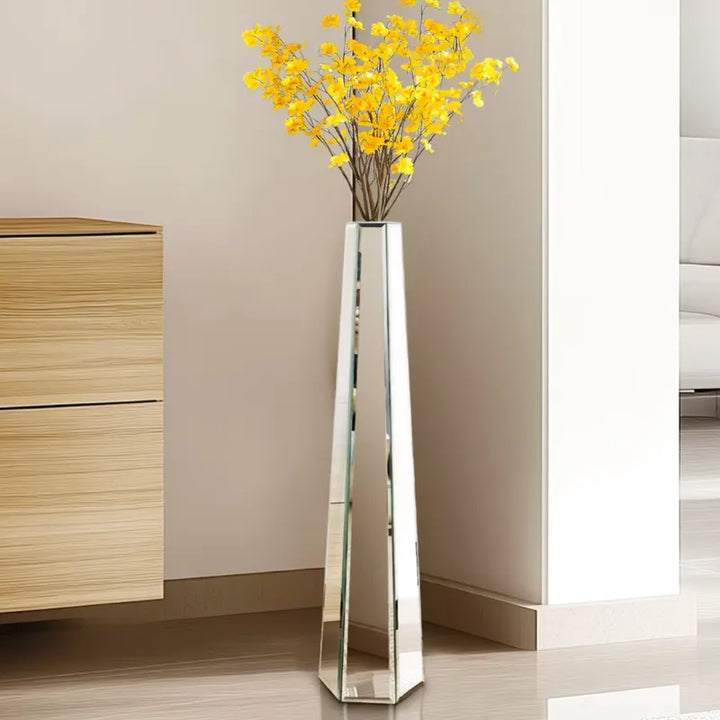 Vase Décoratif Miroir Argenté | Design Élancé et Effet Sculptural Moderne - Maison Vase