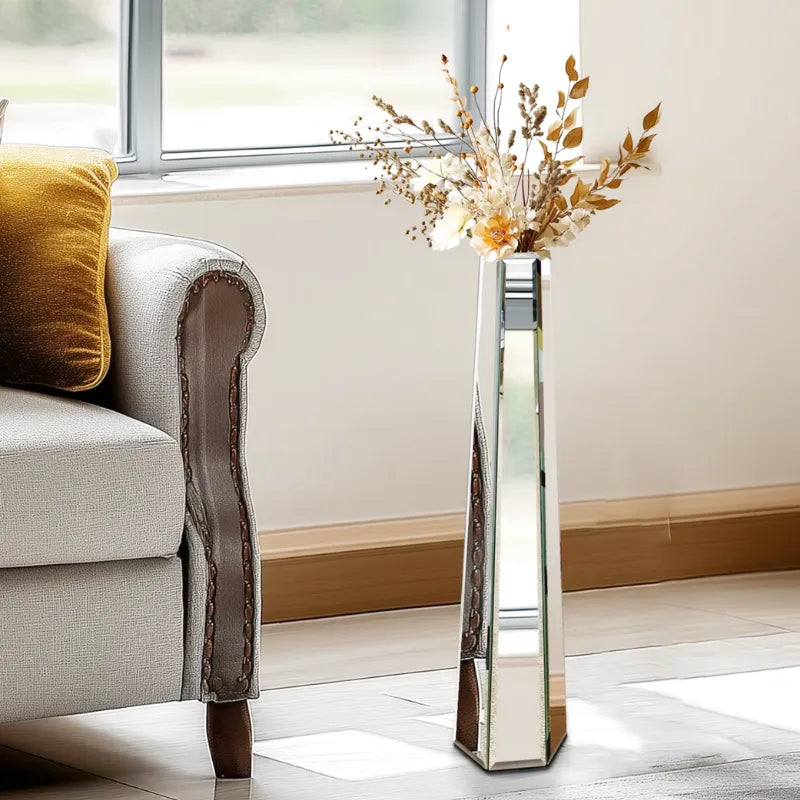 Vase Décoratif Miroir Argenté | Design Élancé et Effet Sculptural Moderne - Maison Vase