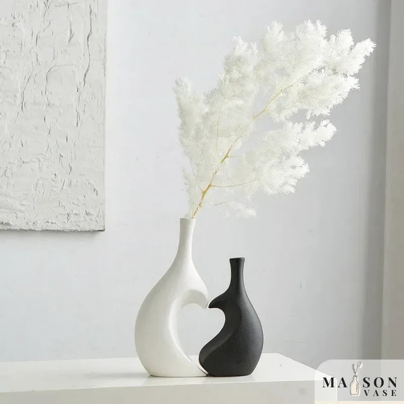 Vase Décoratif Moderne | Duo Céramique Noir et Blanc - Maison Vase