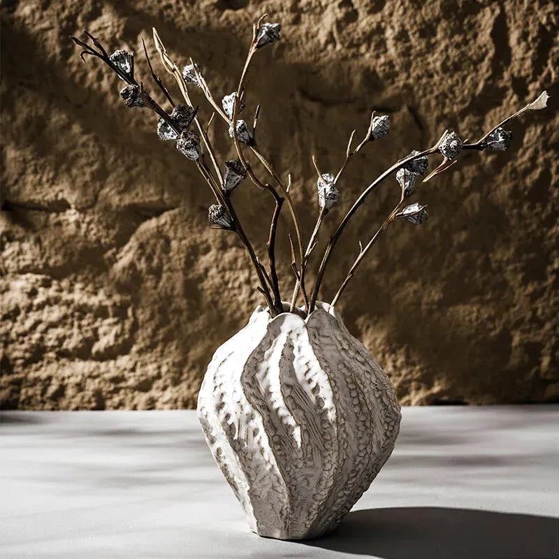 Vase en Céramique à Poser au Sol | Design Irrégulier et Style Scandinave - Maison Vase