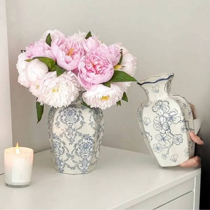 Vase en Céramique Blanc au Style Chinois | Décoratif et Vintage - Maison Vase