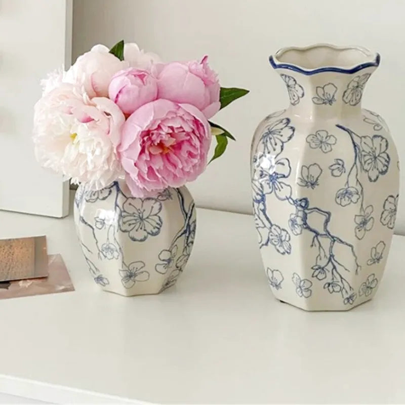 Vase en Céramique Blanc au Style Chinois | Décoratif et Vintage - Maison Vase