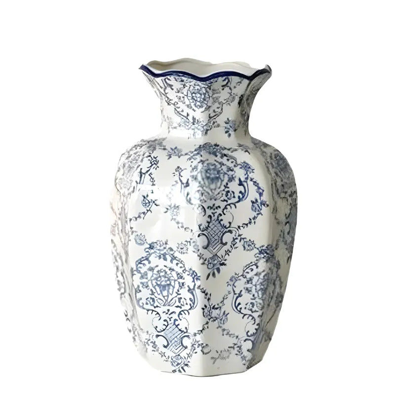 Vase en Céramique Blanc au Style Chinois | Décoratif et Vintage - Maison Vase