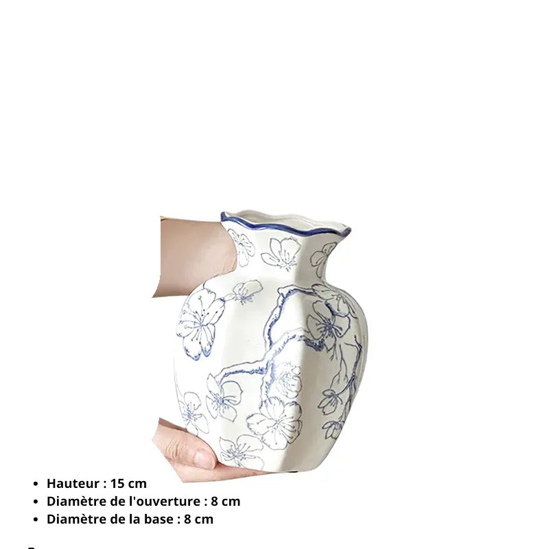 Vase en Céramique Blanc au Style Chinois | Décoratif et Vintage - Maison Vase