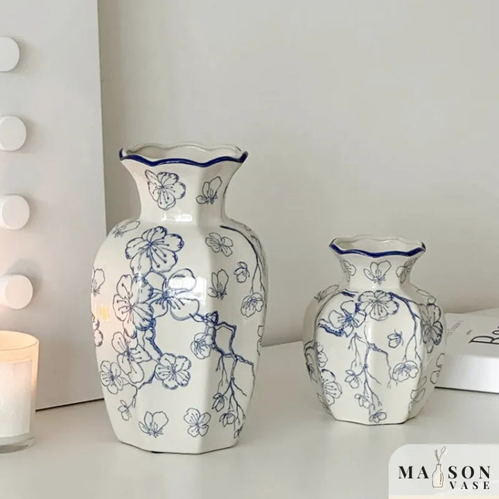 Vase en Céramique Blanc au Style Chinois | Décoratif et Vintage - Maison Vase