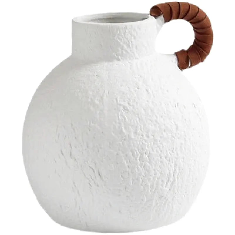 Vase en Céramique Bohème Blanc | Texture Rugueuse et Poignée Design - Maison Vase