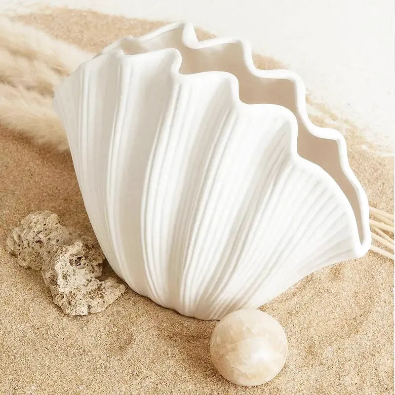 Vase en Céramique Coquillage Minimaliste, Décoratif et Moderne - Maison Vase