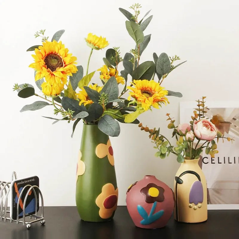 Vase en Céramique Nordique | Peint à la Main - Style Morandi - Maison Vase