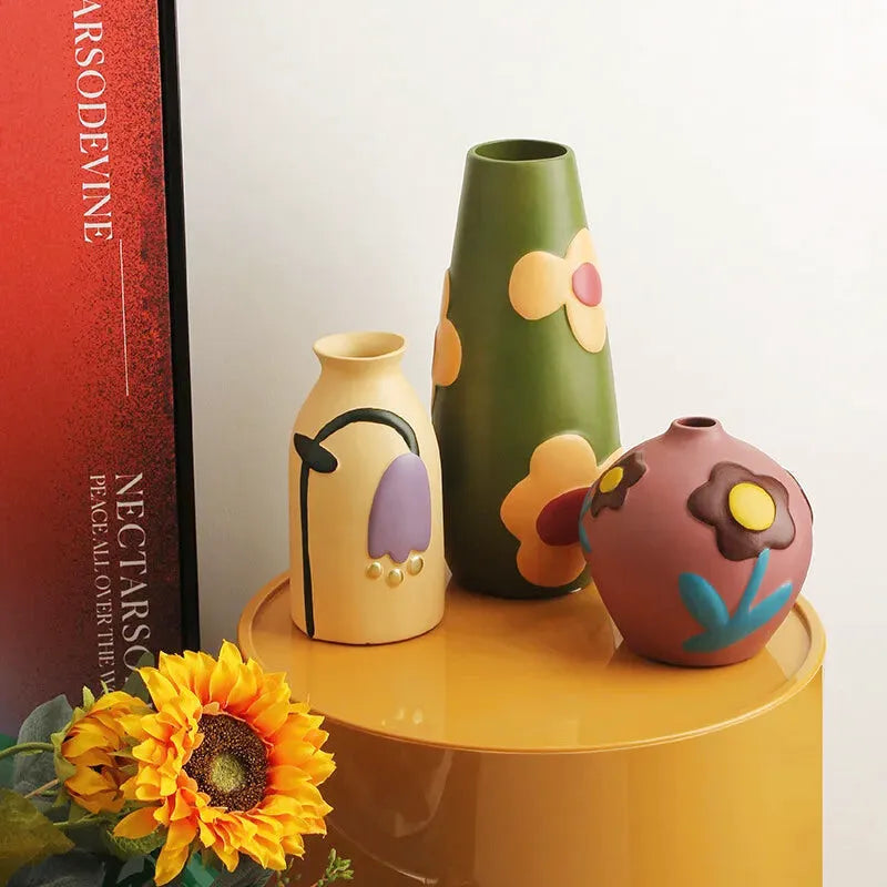 Vase en Céramique Nordique | Peint à la Main - Style Morandi - Maison Vase