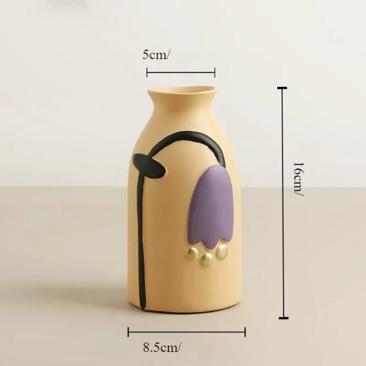 Vase en Céramique Nordique | Peint à la Main - Style Morandi - Maison Vase