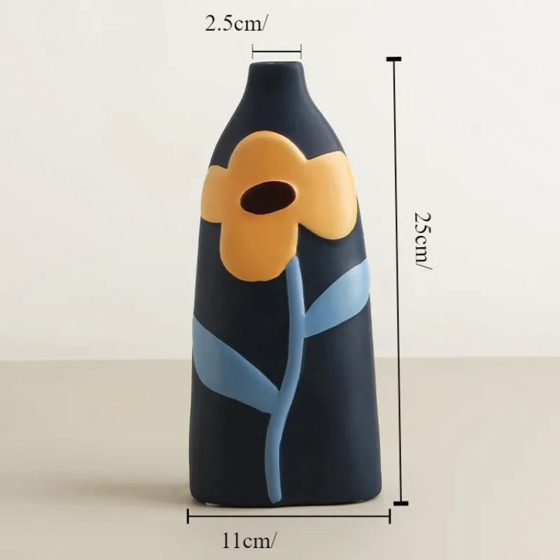 Vase en Céramique Nordique | Peint à la Main - Style Morandi - Maison Vase