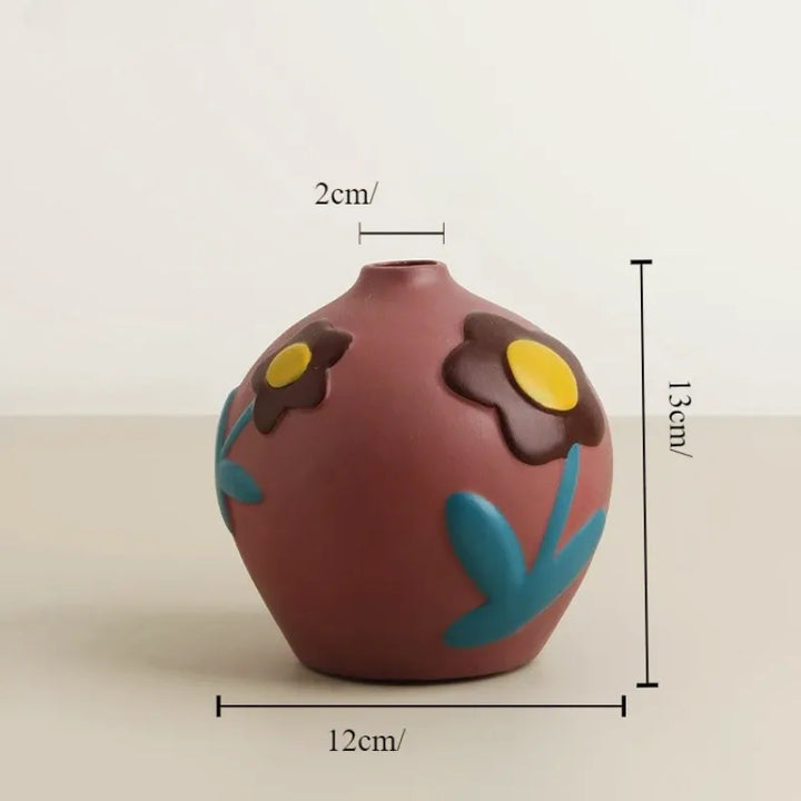 Vase en Céramique Nordique | Peint à la Main - Style Morandi - Maison Vase