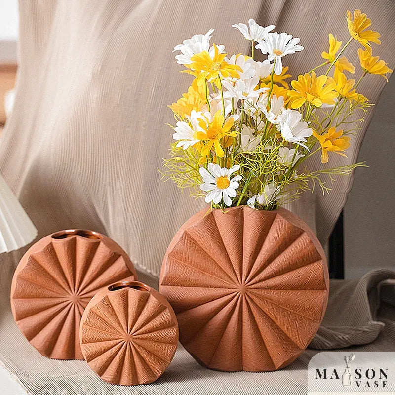 Vase en Céramique Scandinave Décoratif Moderne | Design Conque Terre Cuite - Maison Vase