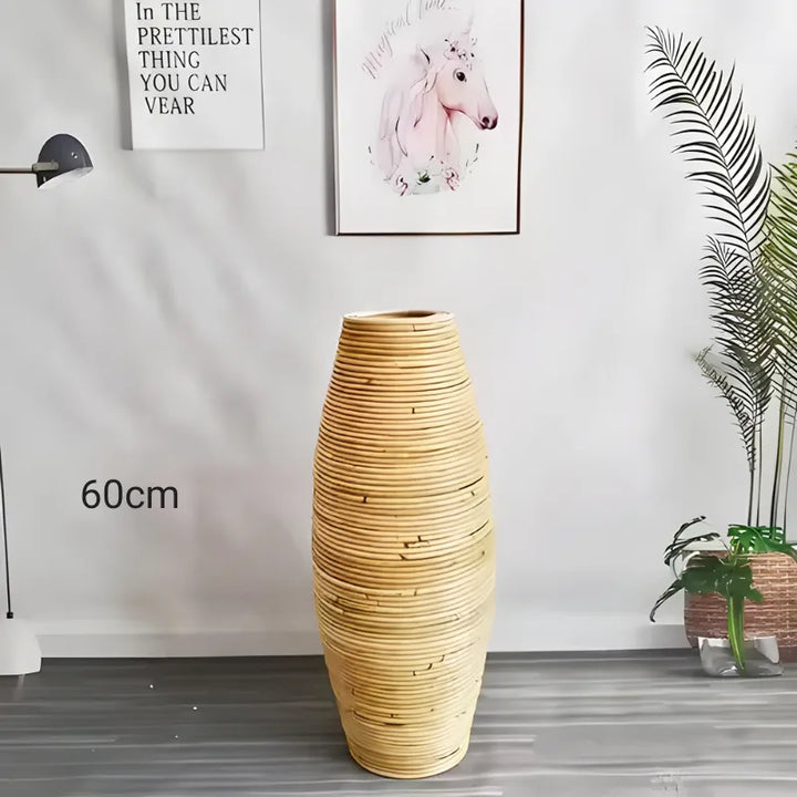 Vase en Rotin Style Indonésien Fait Main à Poser au Sol | Décoratif et Naturel - Maison Vase