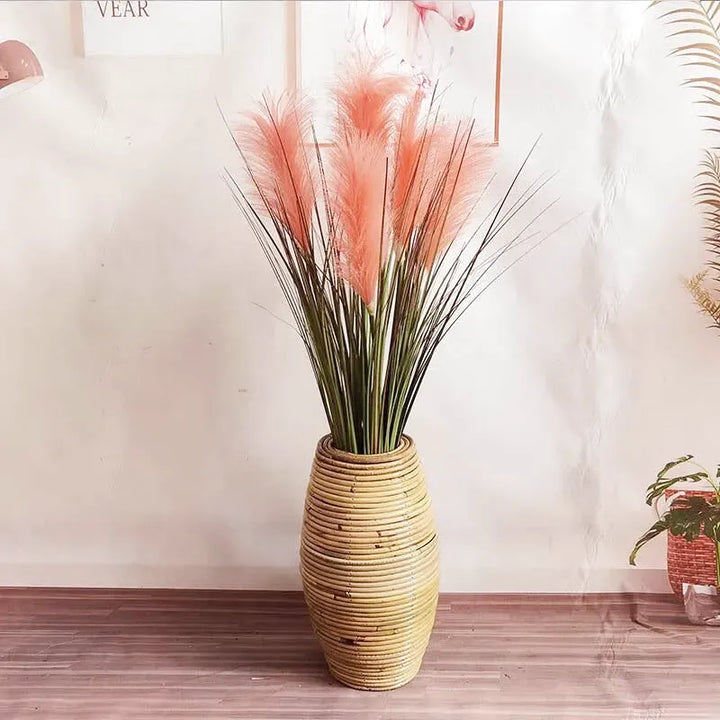 Vase en Rotin Style Indonésien Fait Main à Poser au Sol | Décoratif et Naturel - Maison Vase