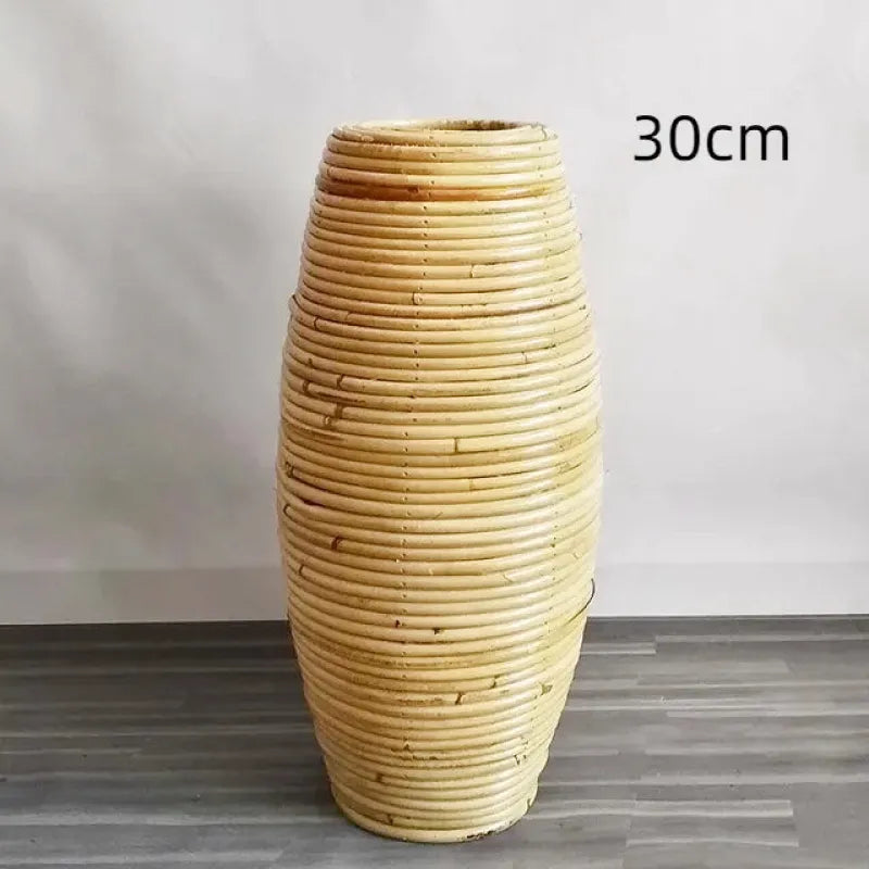 Vase en Rotin Style Indonésien Fait Main à Poser au Sol | Décoratif et Naturel - Maison Vase