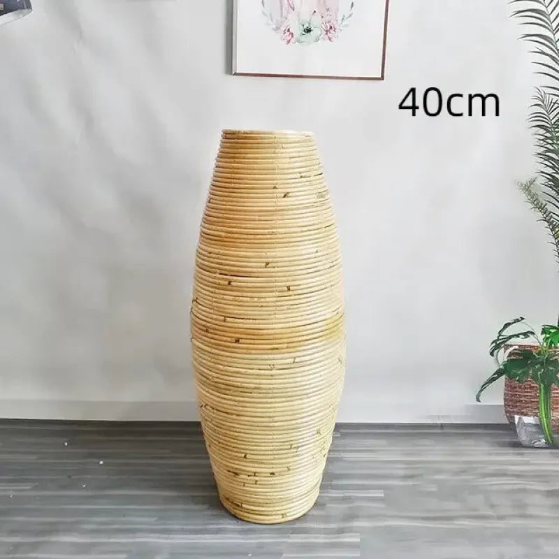 Vase en Rotin Style Indonésien Fait Main à Poser au Sol | Décoratif et Naturel - Maison Vase