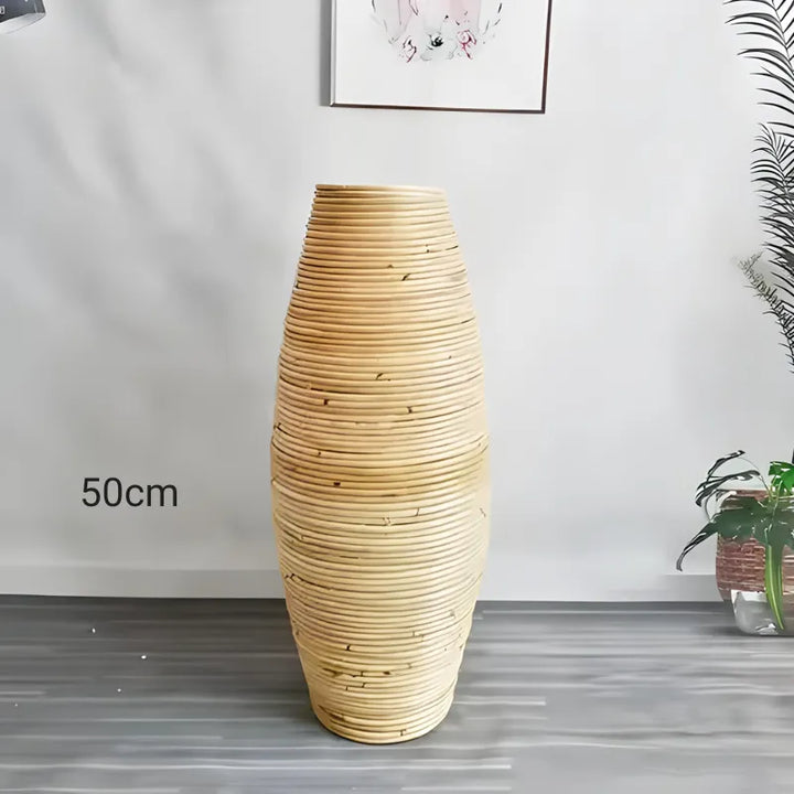 Vase en Rotin Style Indonésien Fait Main à Poser au Sol | Décoratif et Naturel - Maison Vase