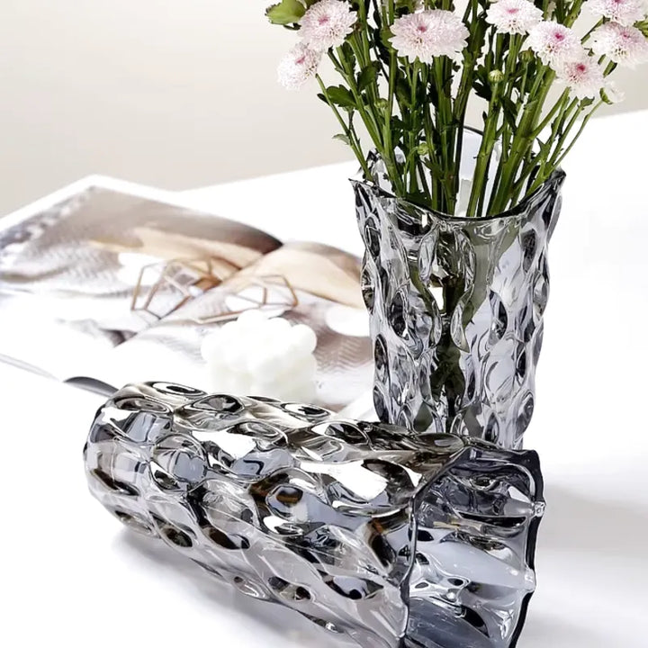 Vase en Verre Bohème | Design Cristal Ondulé - Maison Vase
